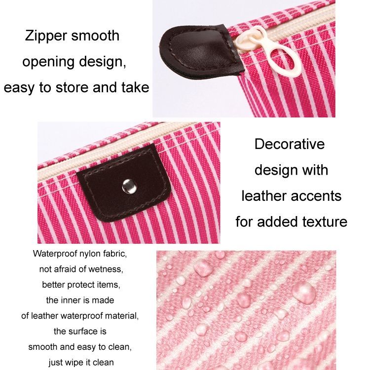 Striped Cosmetic Bag Travel Folding Toiletry Bag