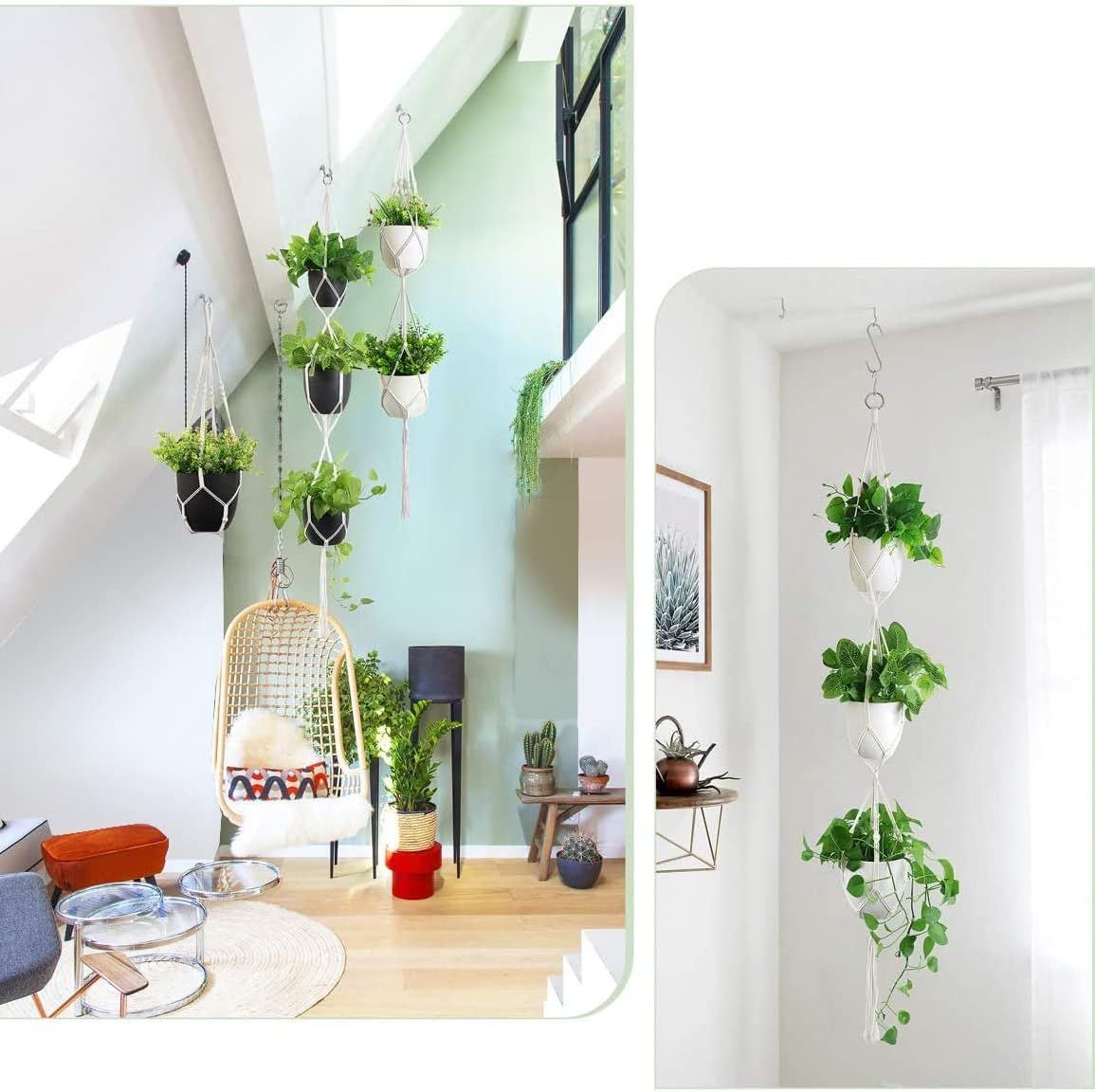 5pcs Macrame Plant Hangers Rope Hanging Plant Holder Basket Home Decor