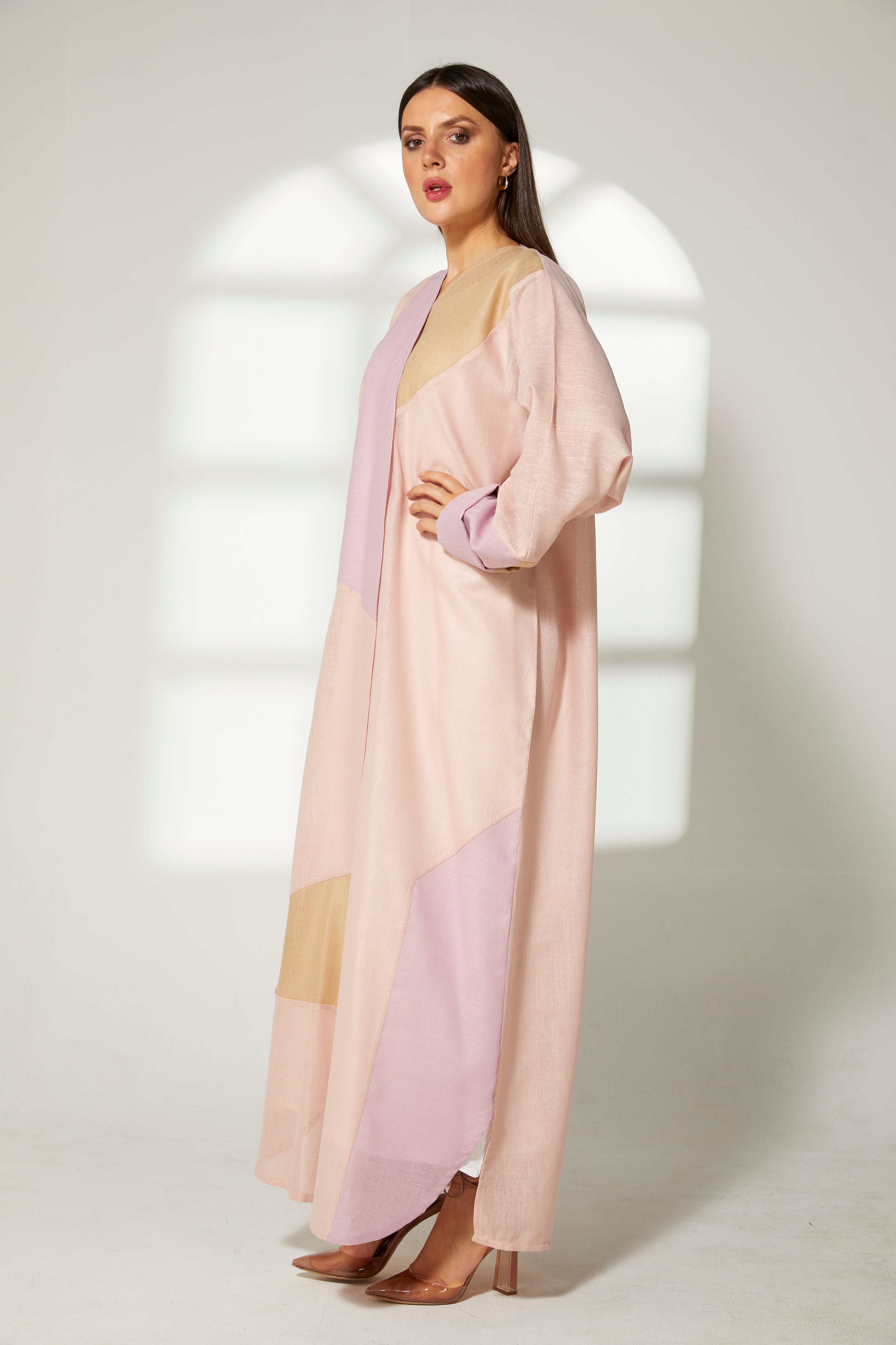 MOiSTREET Multicolor Linen Embroidery Abaya