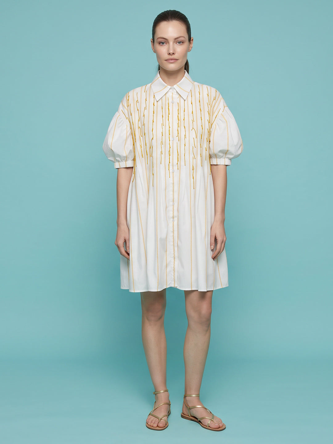 Tendresse Boutique White & Yellow Sequin Dress