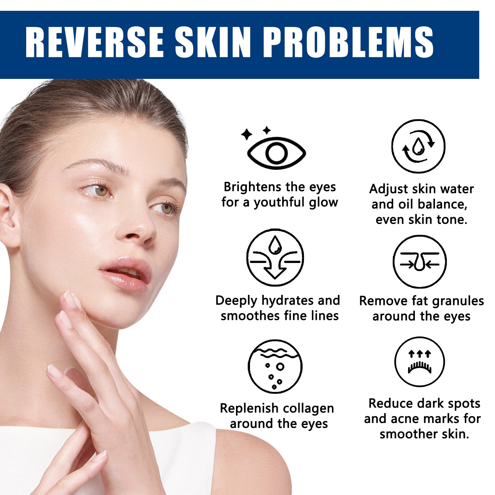 Fade Fine Lines Anti-Aging Eye Serum, Dark Circles, Wrinkle Repair, Firming, Moisturizing ,18ml