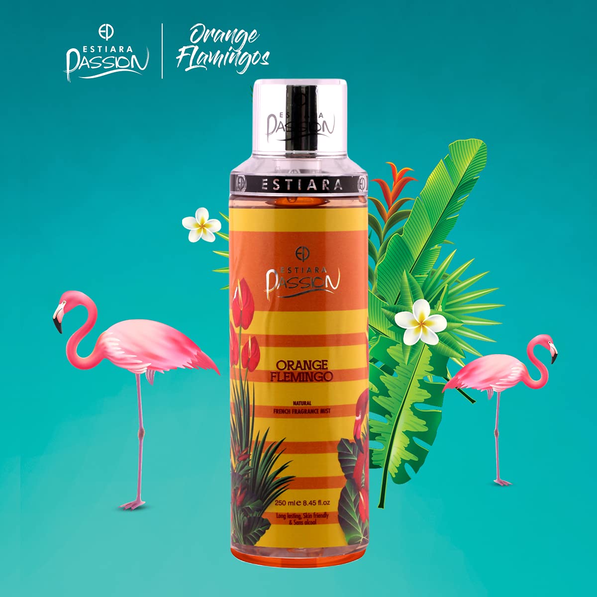 Estiara Passion Orange Flamingo Bath & Body 3 Piece Gift Set For Women (Body Lotion 350ml + Shower Gel 350ml + French Fragrance Mist 250ml)