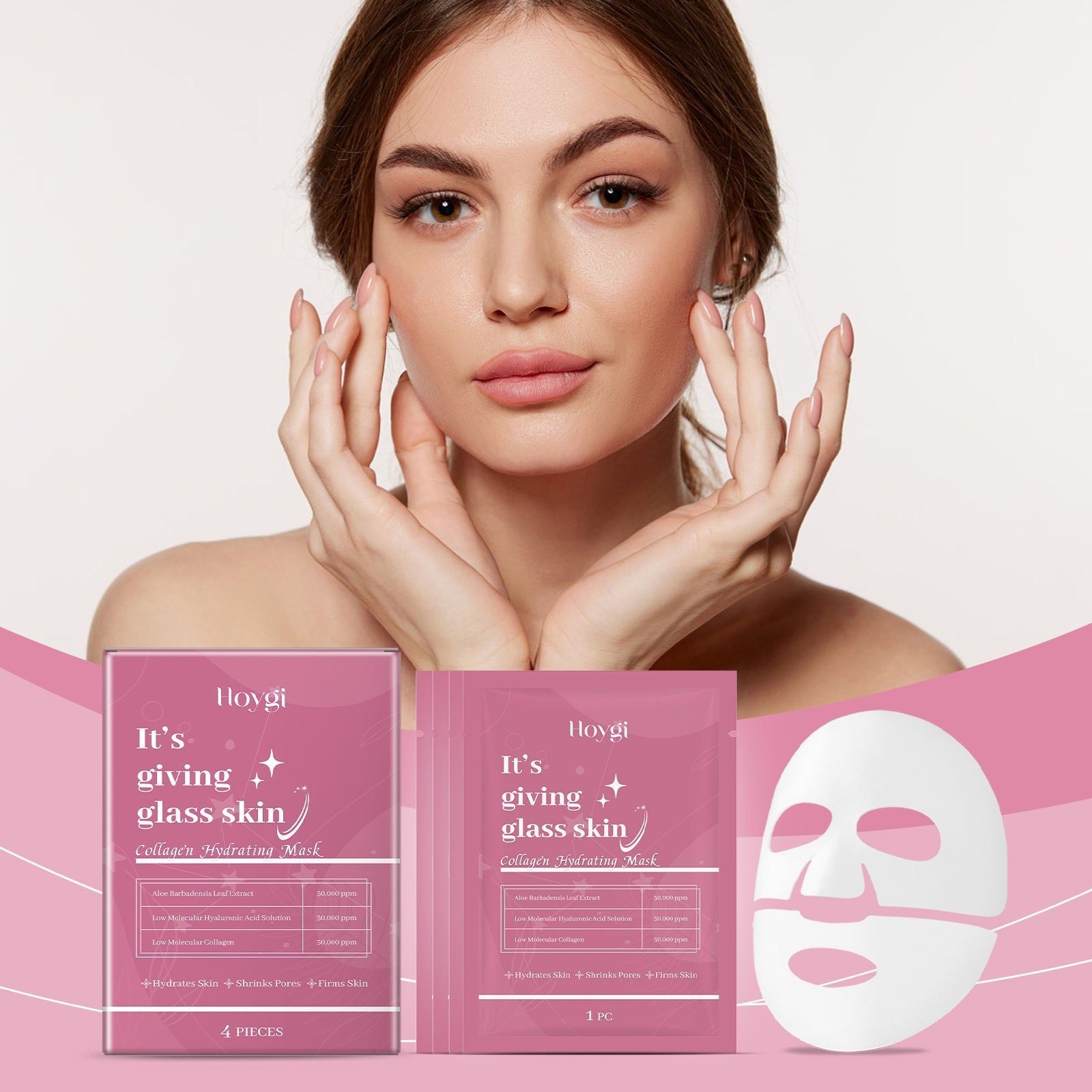 Deep Collagen Hydrating Mask, Moisturizing, Plumping, Skin Glow, Skincare ,4 pieces