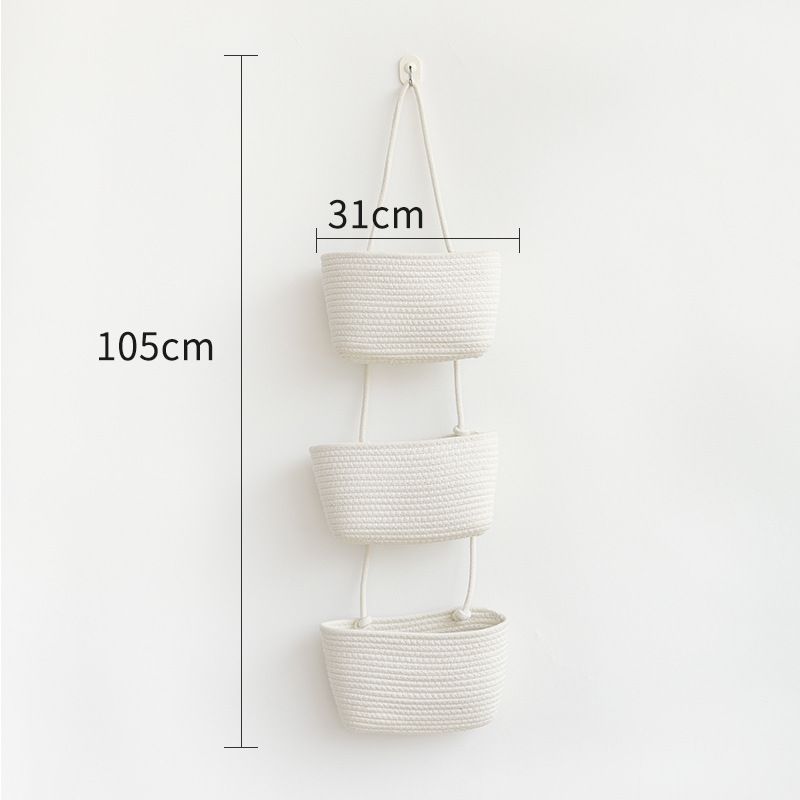 3 Tier Door Hanging Basket Woven Cotton Wall Storage Bag Decorative Hanging Storage Basket