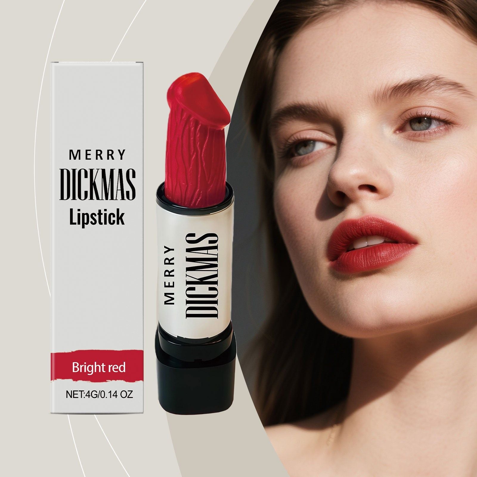 Bright Red Christmas Lipstick, Long-Lasting, Natural Makeup Look, Easy Application ,4g