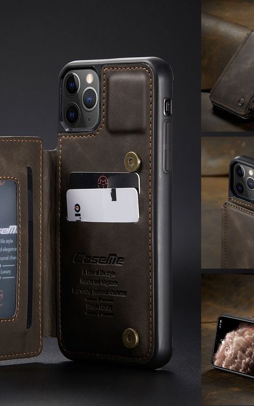 Multipurpose Leather Phone Case With Card Slots Zipper Wallet Back Cover For iphone 13