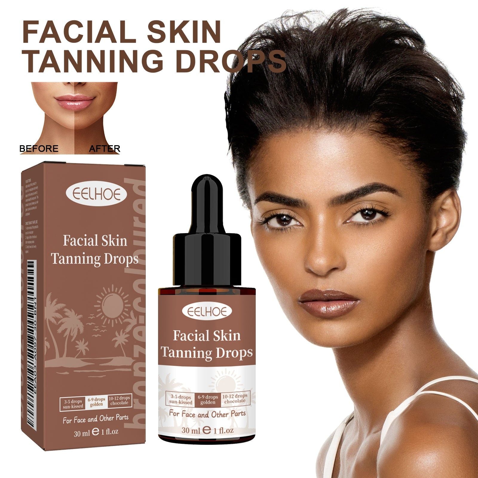Create a Tan Facial Serum, Natural Sun-Kissed Glow, Safe Outdoor Tanning ,30ml