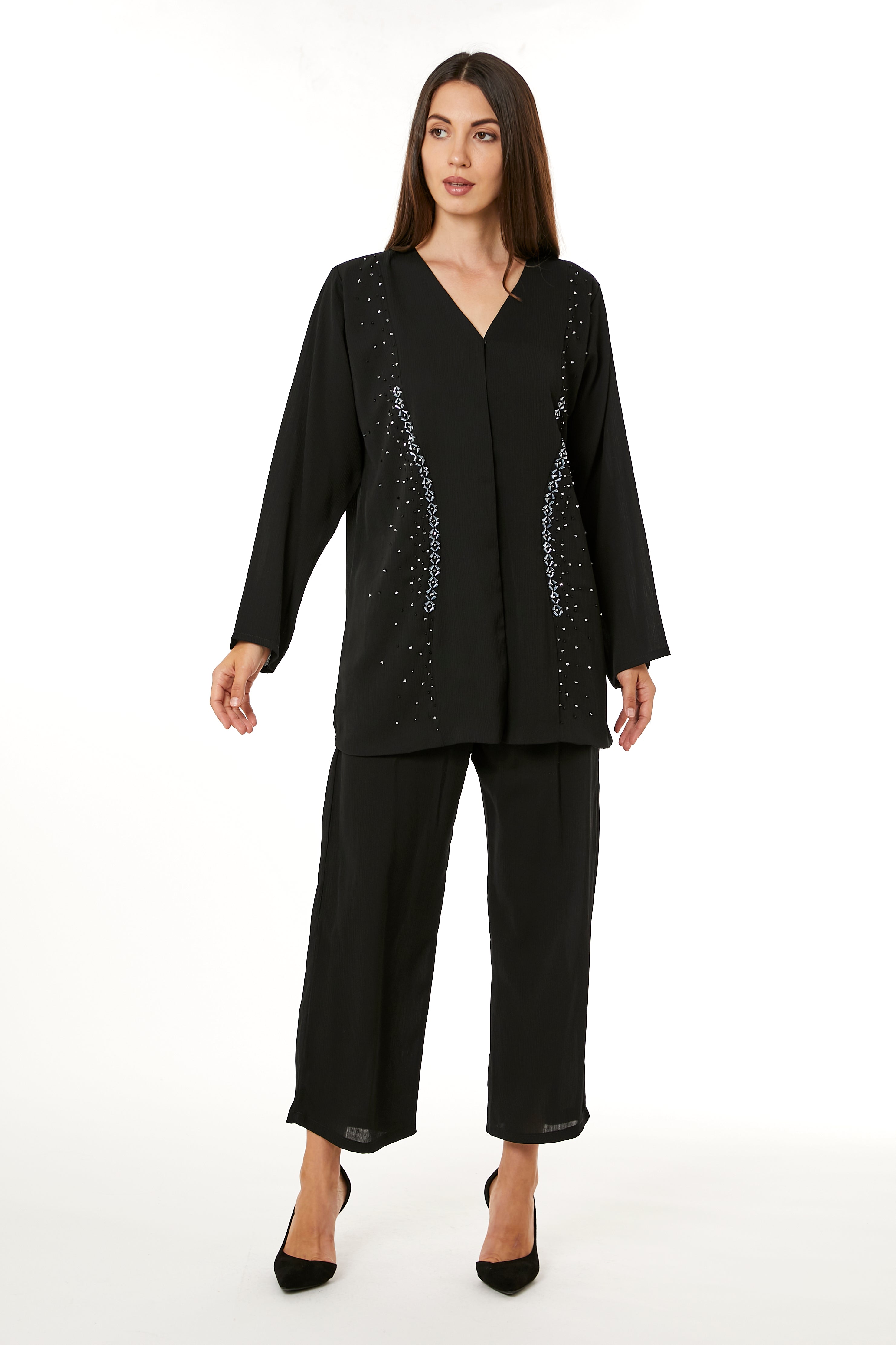 MOiSTREET Black Zoom Top and Pants Set Travel Wear