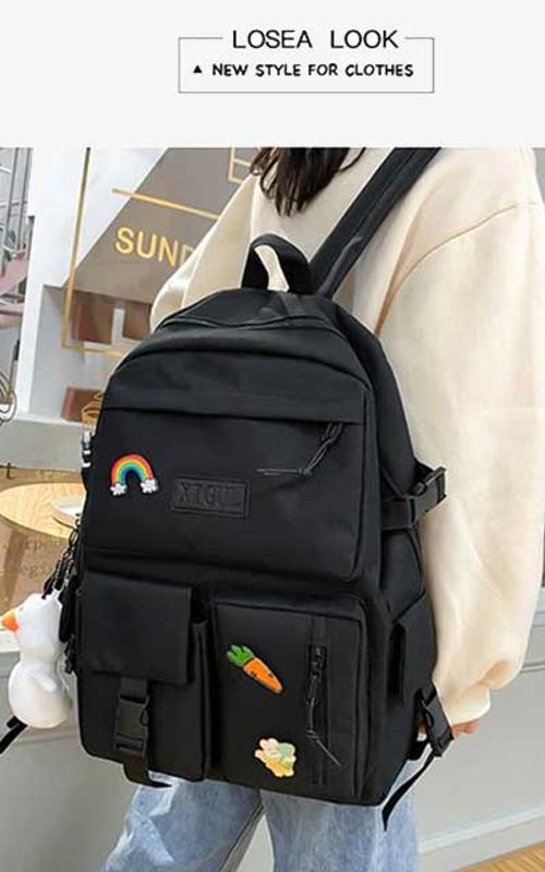 4 Pcs/Set Canvas School Bags Backpack – Durable, Stylish Backpack Set for Kids, Teens & Students
