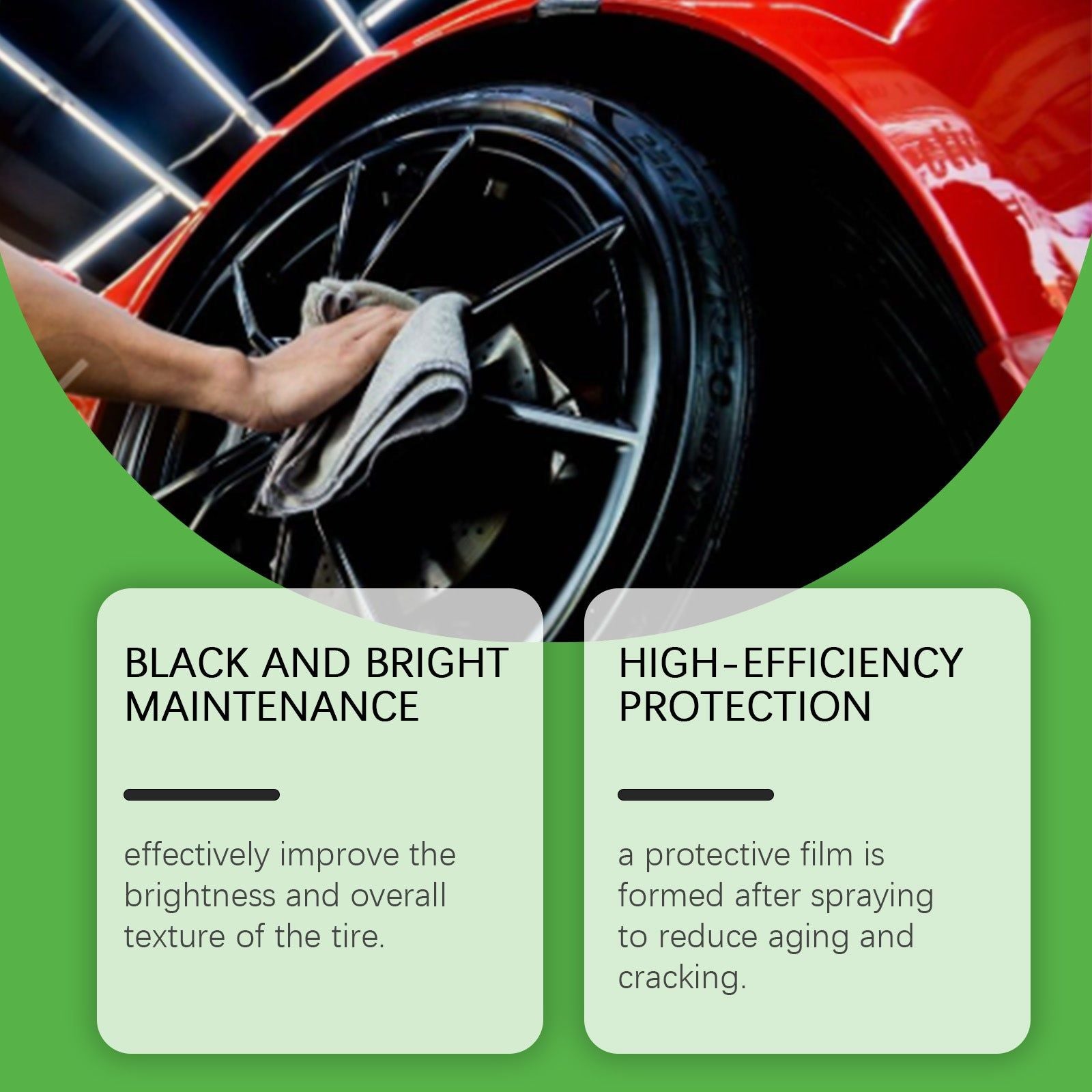 Tire Care Agent, Car Tire Shine Spray, Decontamination, Dust-Proofing, Blackening, Car Maintenance ,1set