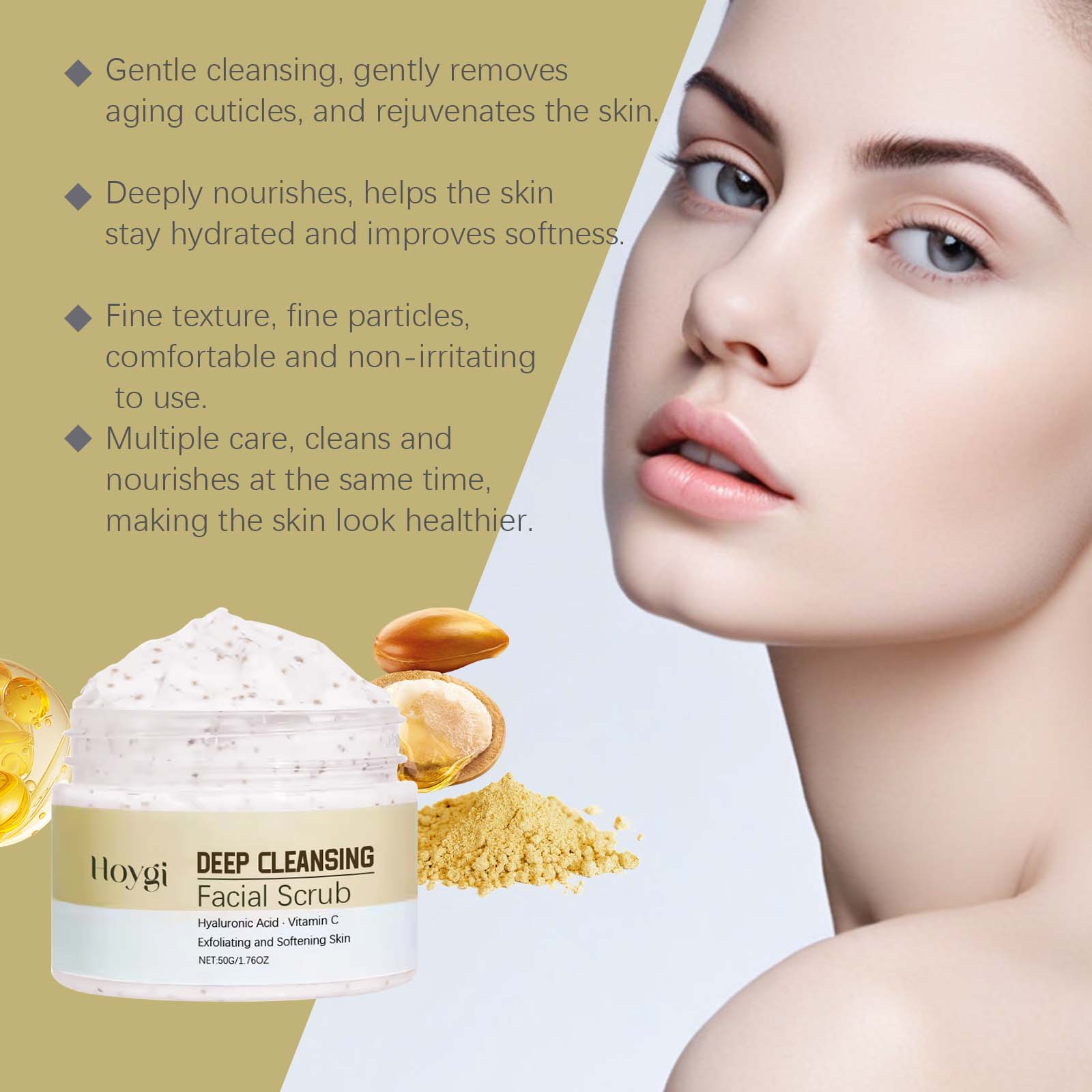 Deep Exfoliating Facial Cleanser, Pore Detox, Gentle Skin Rejuvenation, Moisturizing ,50g