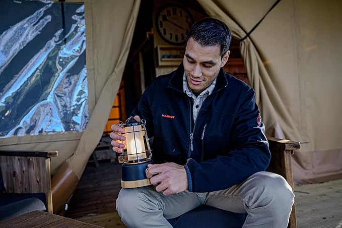 Brennenstuhl 1171800010 LED Rechargeable Camping Lantern Cal 1 (350 lm, IP44, up to 75h Burn time, infinitely dimmable, Adjustable Colour Temperature, Rechargeable Camping Light with Hemp Rope and Bamboo Base)