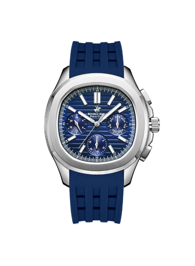 Beverly Hills Polo Club Men’s Blue Dial Multi-Function Silicone Strap Watch, 50M Water Resistant, BP3211X.499