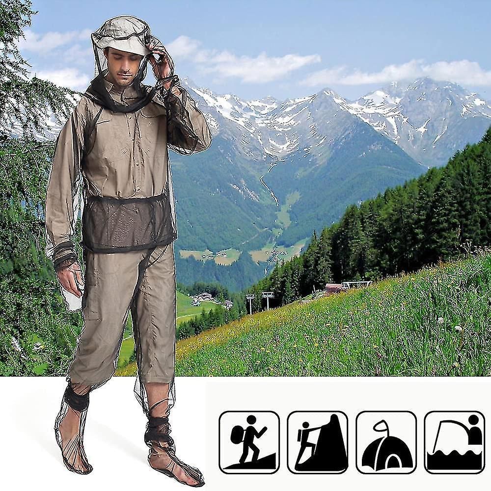 4 Pieces Mosquito Suit, Light-weight Bug Repellent Jacket Hood Pants Net Clothing Set For Outdoor Protection From Insects,flies,gnats Hqy