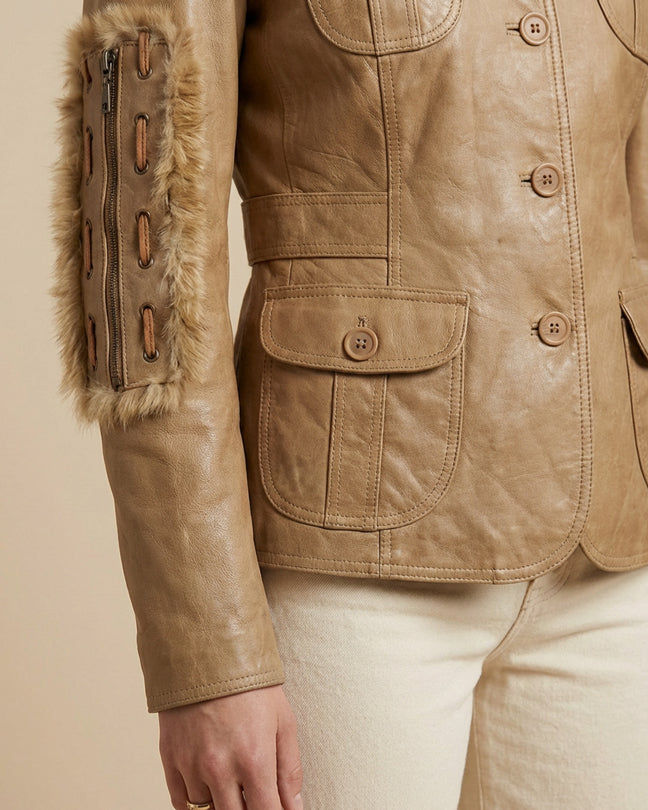 By Carmenzo caramel real lether jacket