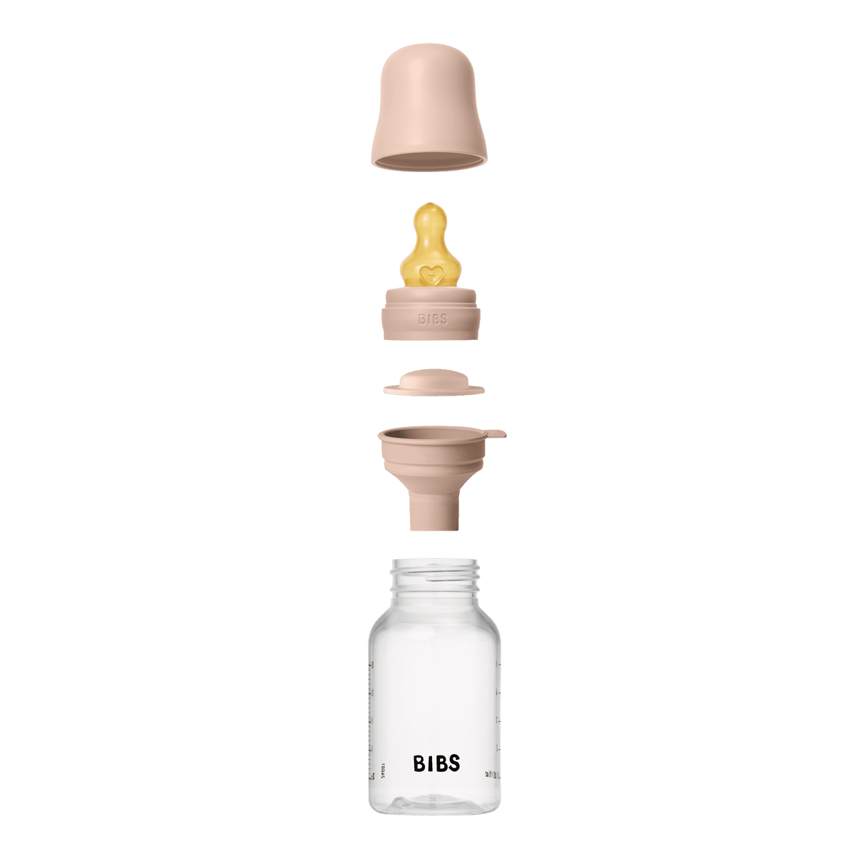 BIBS Baby Bottle with Round Latex Nipple – 150 ml Slow Flow | Blush