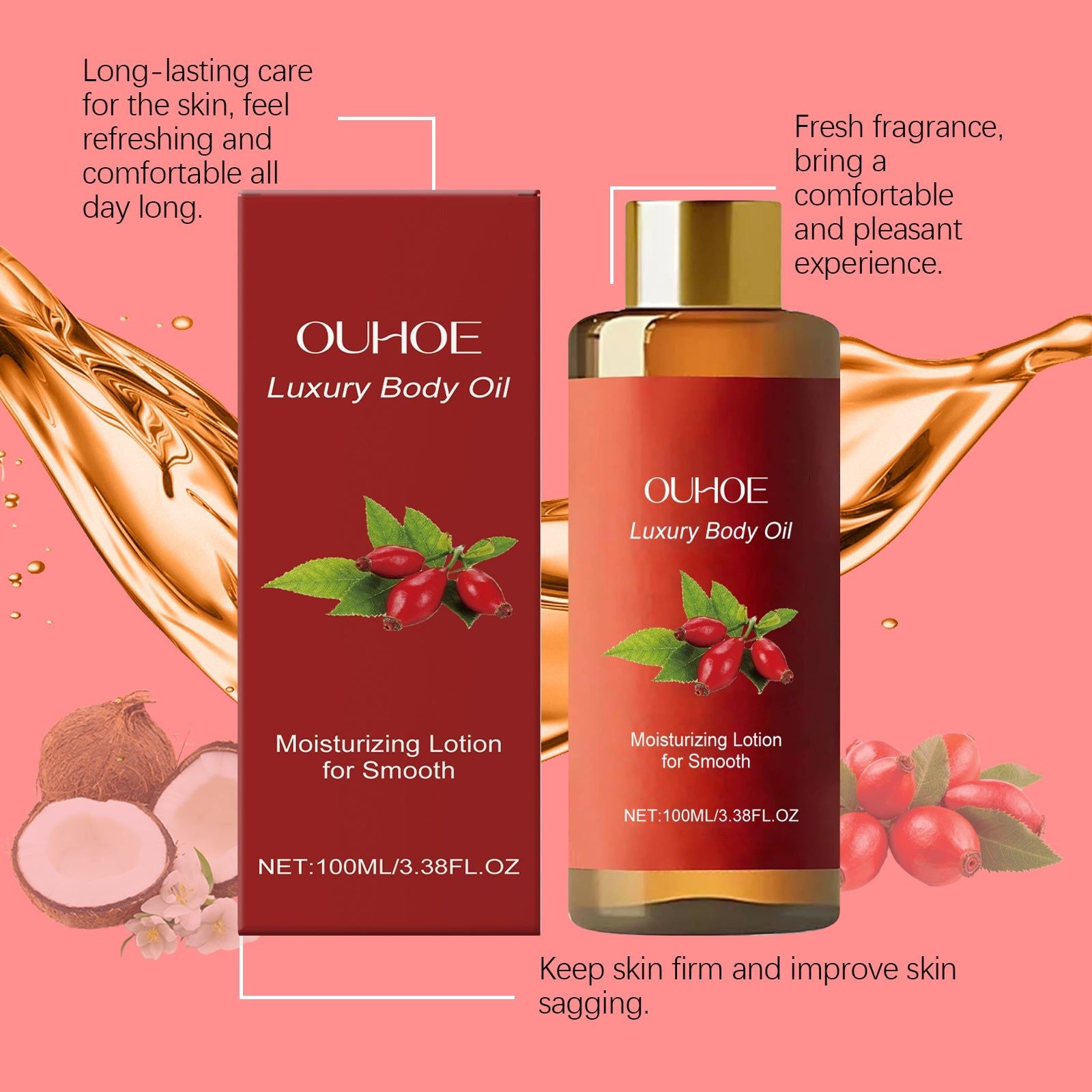 Body Moisturizing Oil, Hydrating, Firming, Improve Skin Elasticity, All Skin Types ,100ml