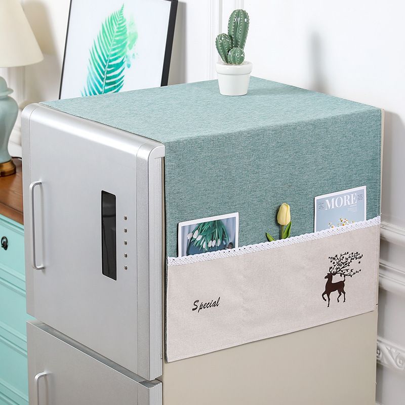 Fridge Dust Cover Dustproof Multi Purpose Cotton Linen Washing Machine Top Cover