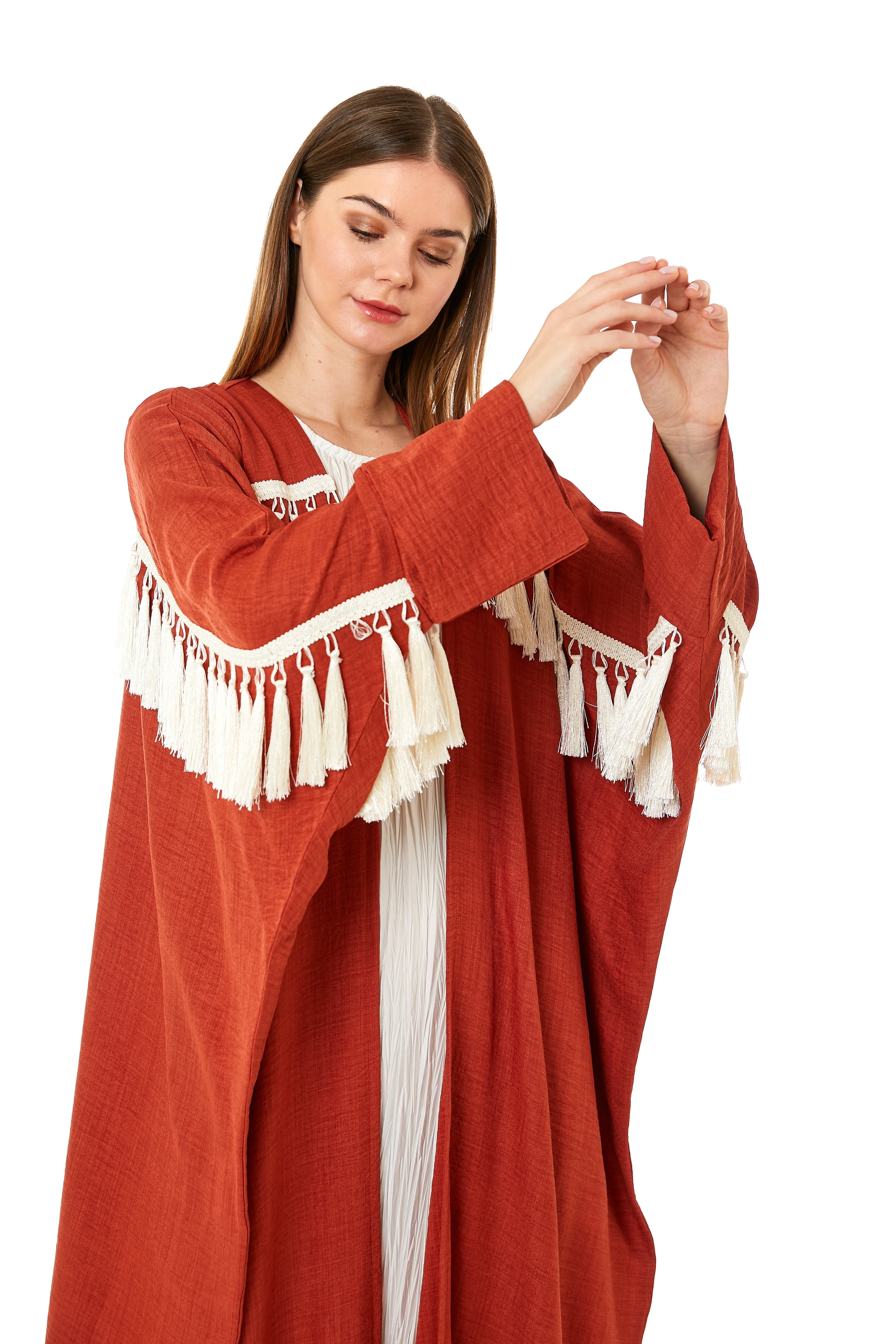 MOiSTREET Rust Orange CEY Melange Abaya