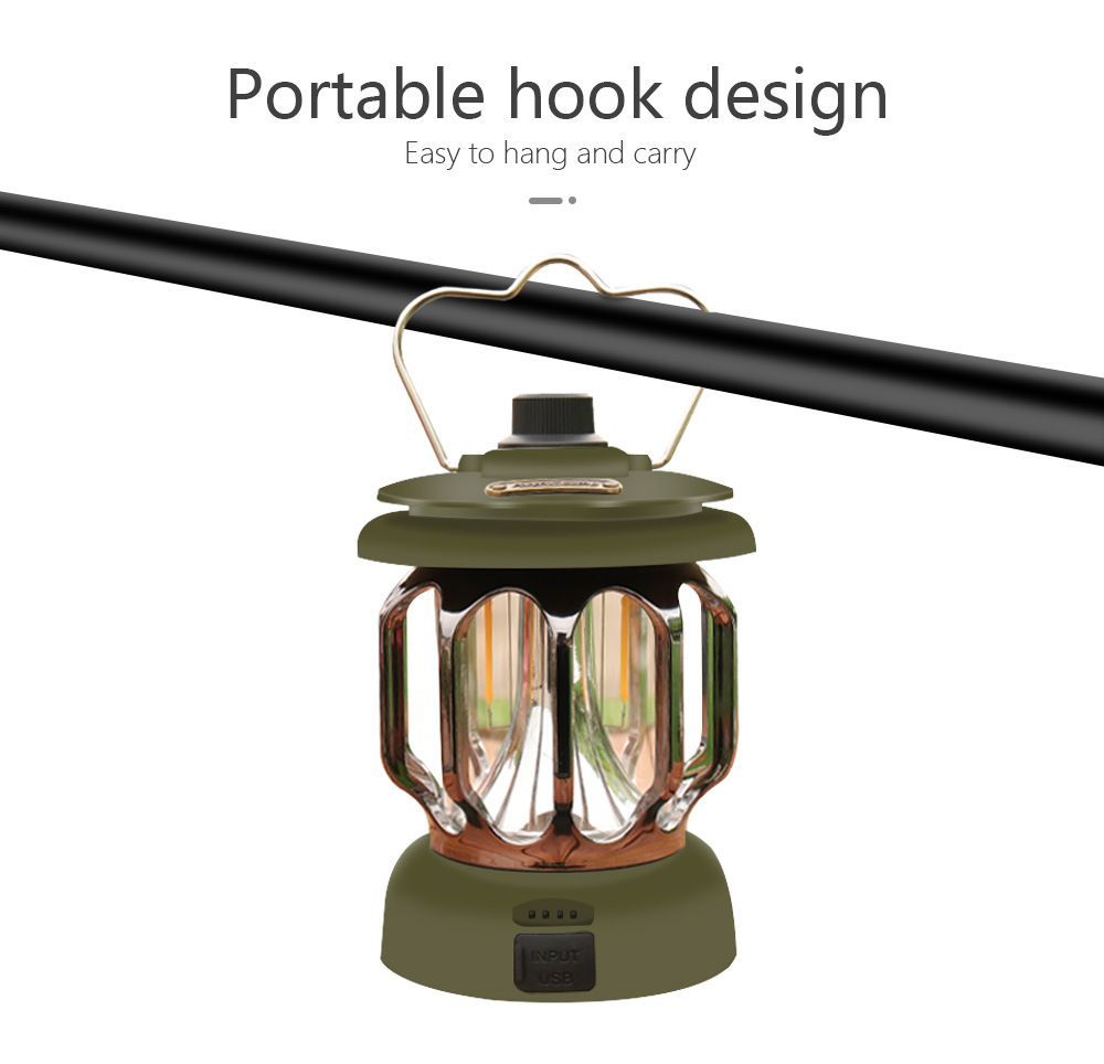 Retro Camping Lantern Portable Rechargeable Camping Lamp Emergency Light Torch