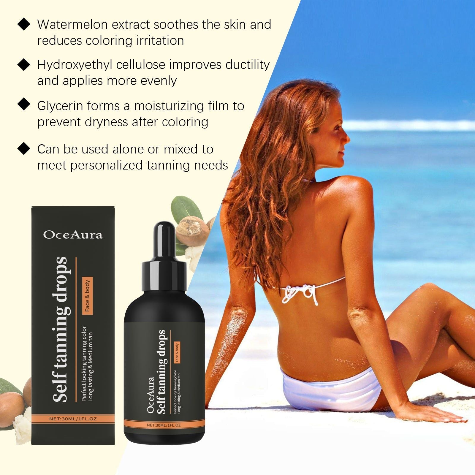 Darkening Essence, Promoting Blackening, Natural Bronze Glow, Summer Sun Tanning, Radiant Moisturizer ,30ml