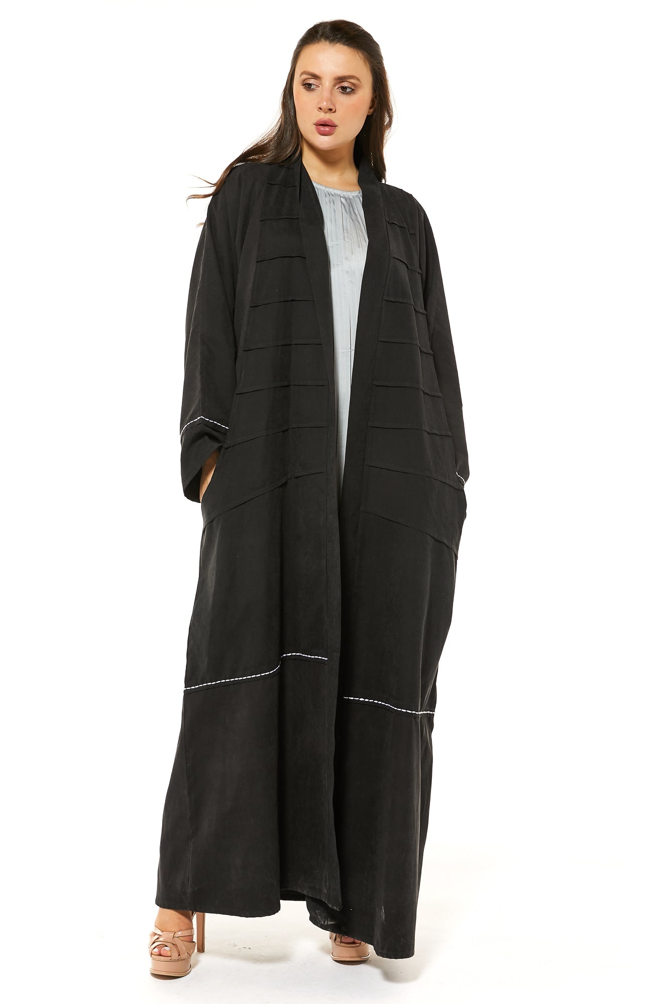 MOiSTREET Black Casual Abaya with Threadwork Detailing