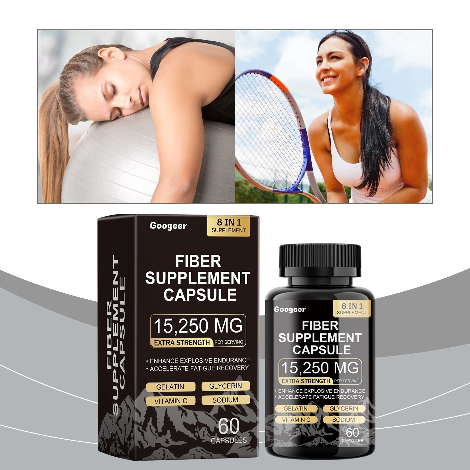 Boost Your Body Care, All-In-One Fiber & Supplement Capsules for Energy & Healing ,60 capsules