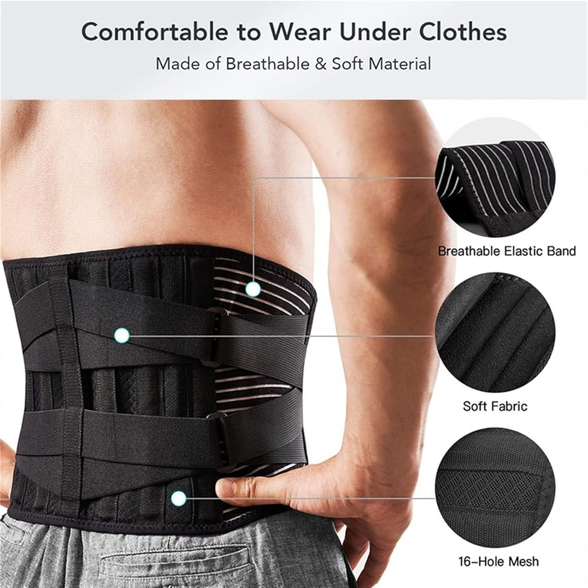 Lumbar Support Belt Waist Brace for Men Women Lower Back Pain Relief