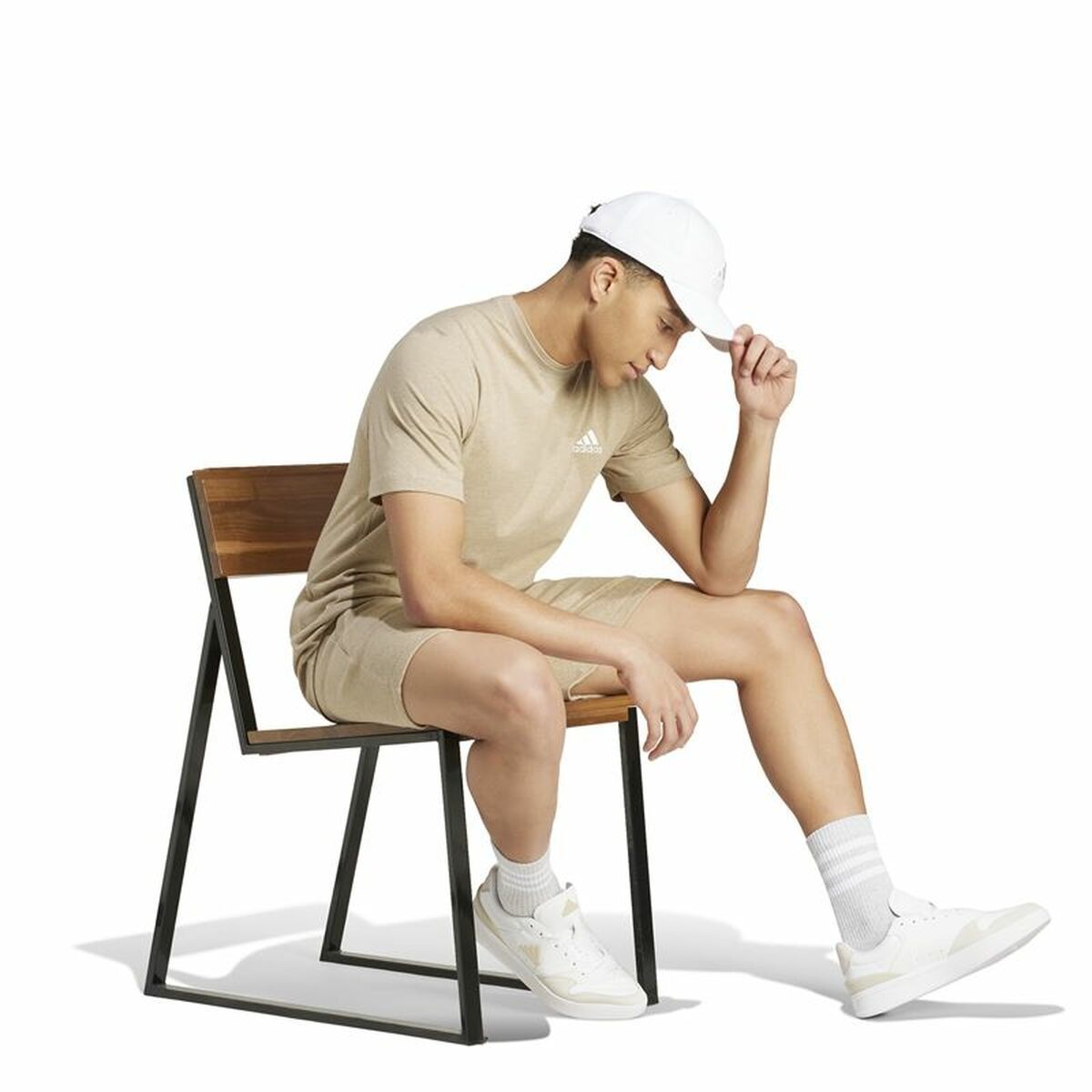 Men’s Short Sleeve T-Shirt Adidas Seasonal Essentials Melange Beige