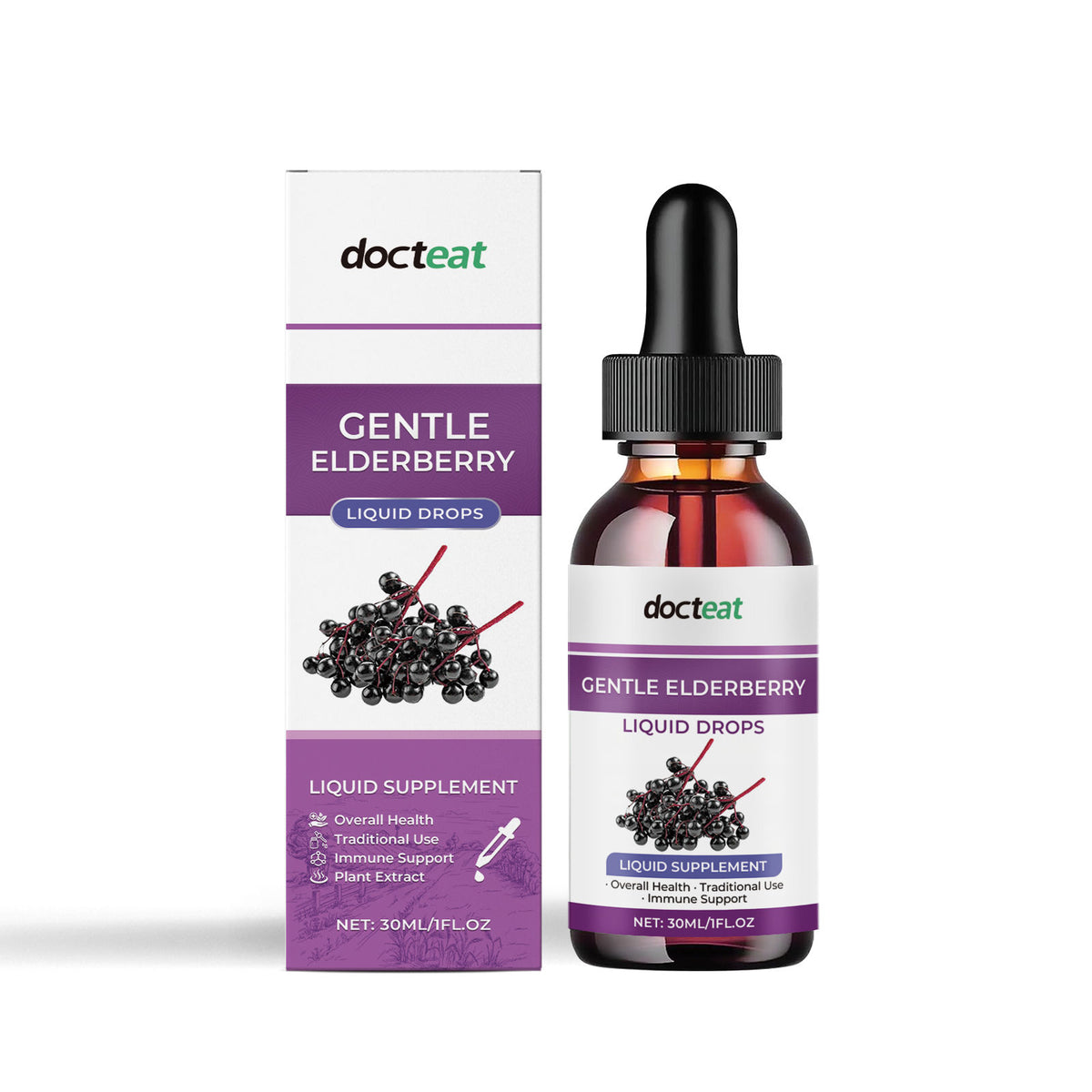 Elderberry Body Care Liquid Drops, Organic Immune Support, Daily Nourishing Supplement ,30ml