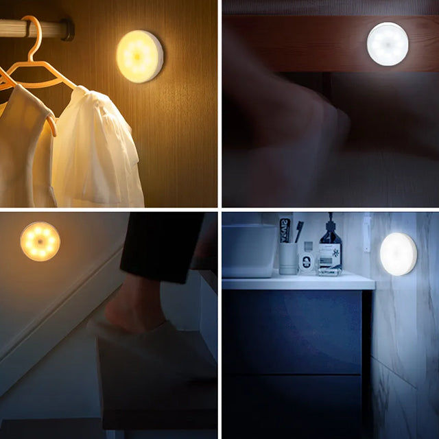 LED Motion Sensor Night Light with 2 Color Modes - USB Rechargeable Indoor Lighting for Home, Bedroom, Hallway