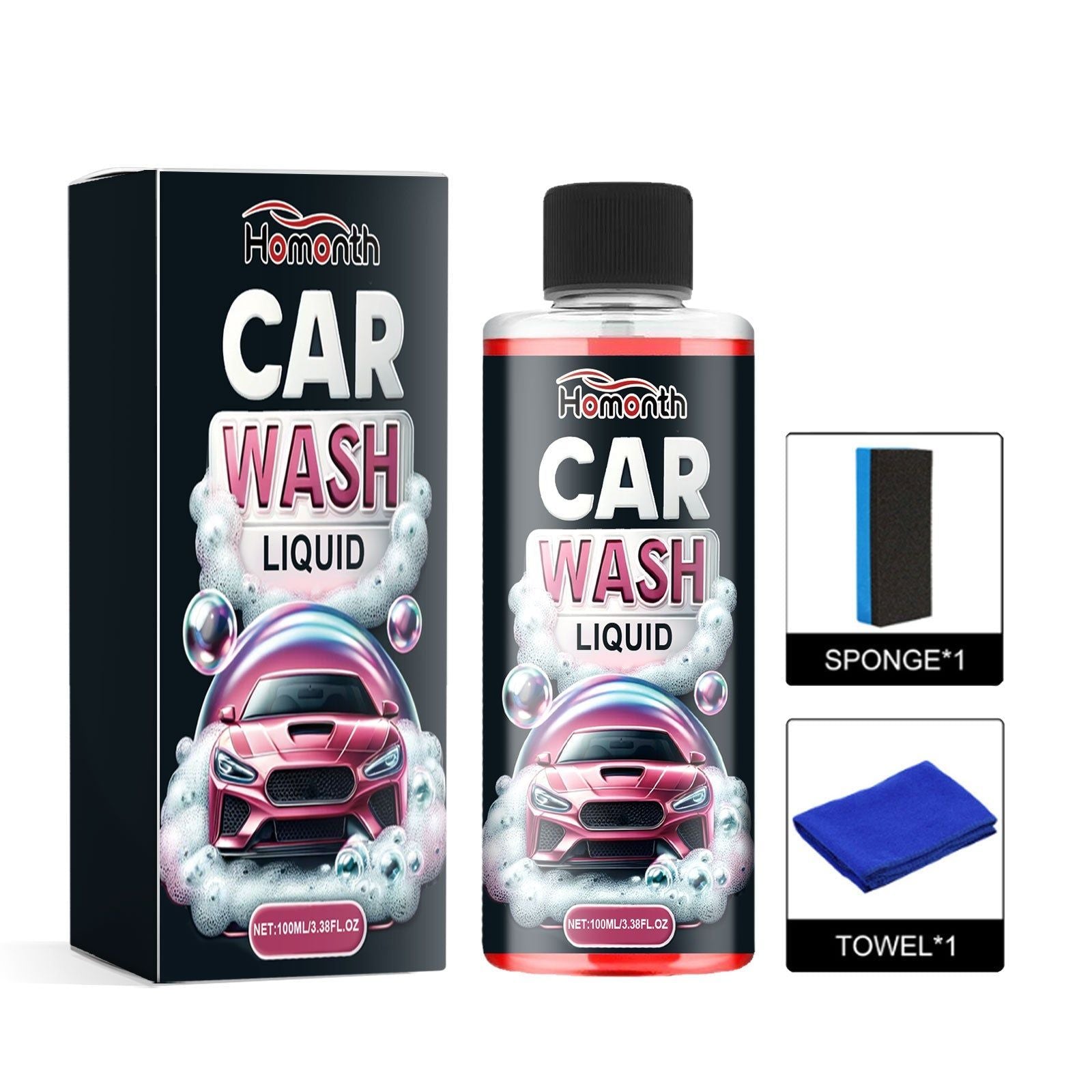 Car Cleaning Liquid, Car Paint Coating Brightening, Eco-Friendly Foam, Easy Wash ,1set