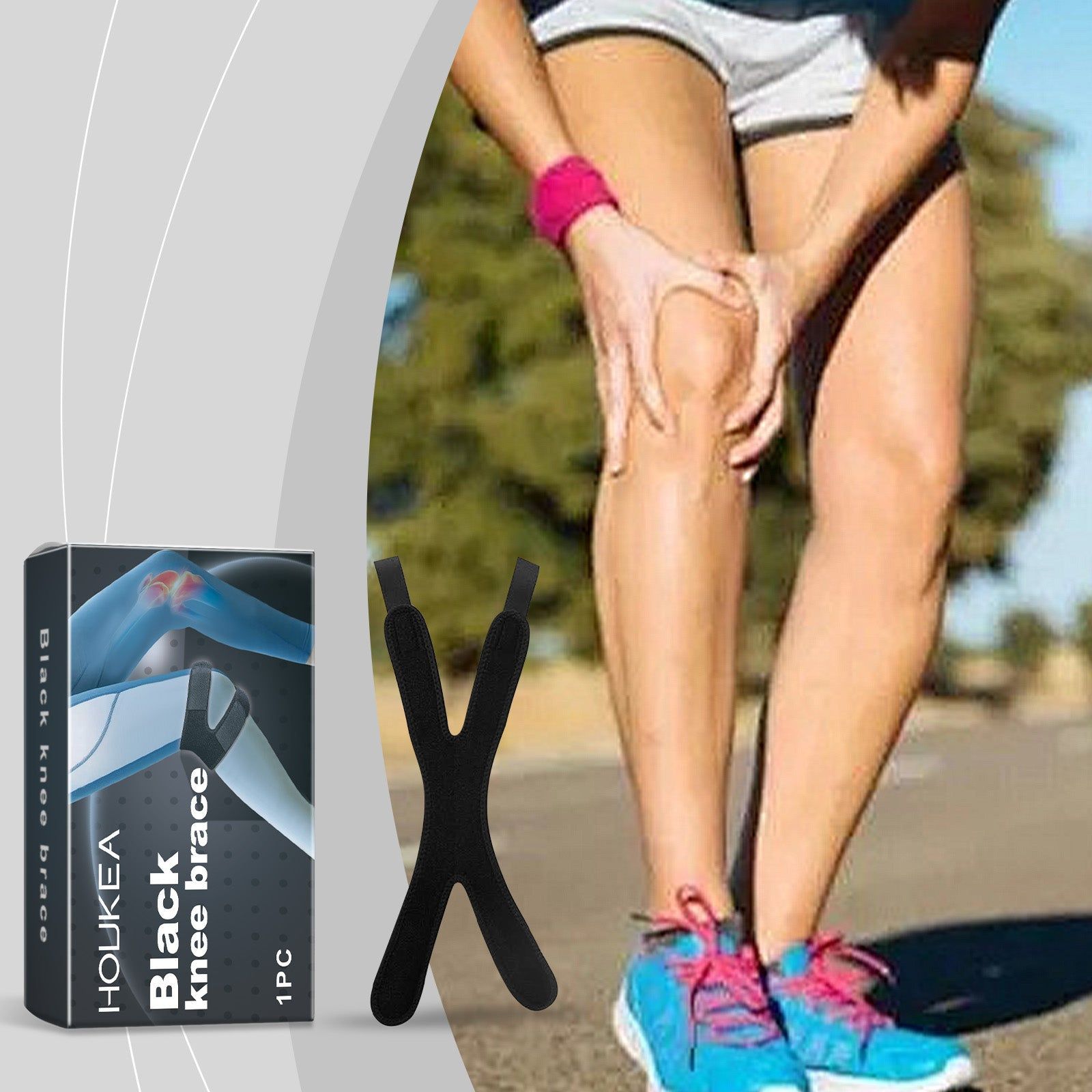 Black Knee Brace for Joint Support, Pain Relief, Foot Care, Daily Comfort ,1pcs