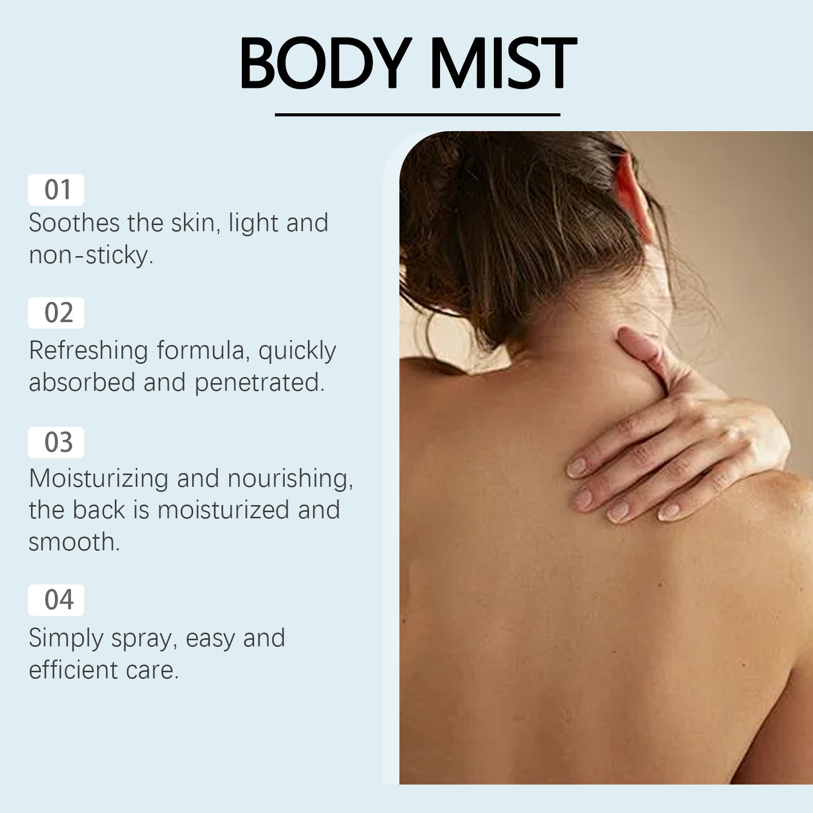 Back Body Spray, Hydrating Moisturizer, Smooths Skin, Oil Control, Refreshing ,100ml
