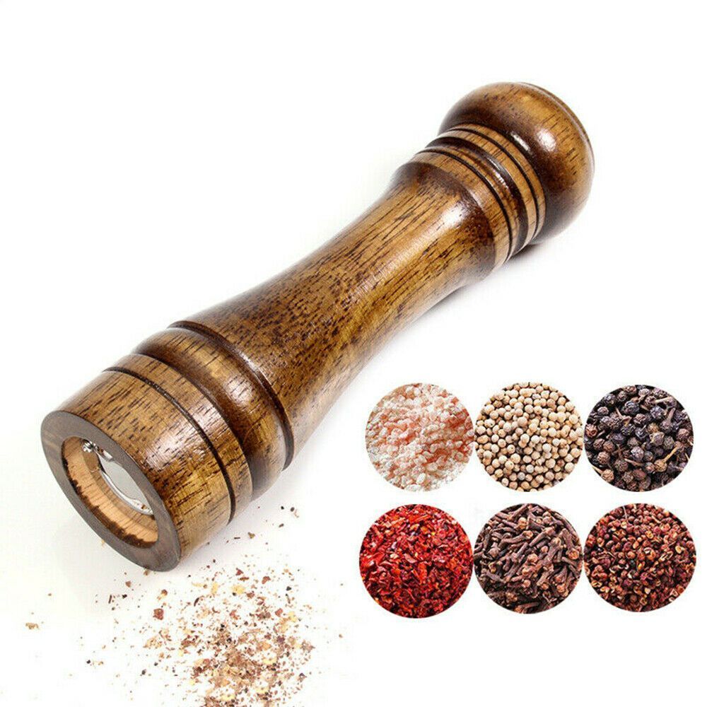 Salt Pepper Grinder Vintage Wooden Oak Spice Mill Blender Stick Kitchen Tool