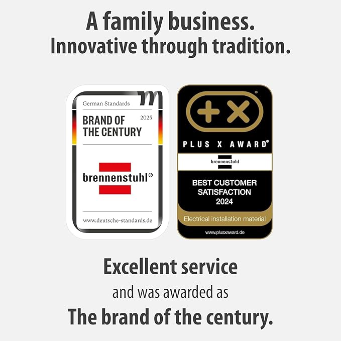 محطة طاقة Brennenstuhl 1151613100 (موزع طاقة كابل H05VV-F3G1.5 بطول 3 أمتار، مع 6 مآخذ، مناسب للتركيب على الحائط، صنع في ألمانيا