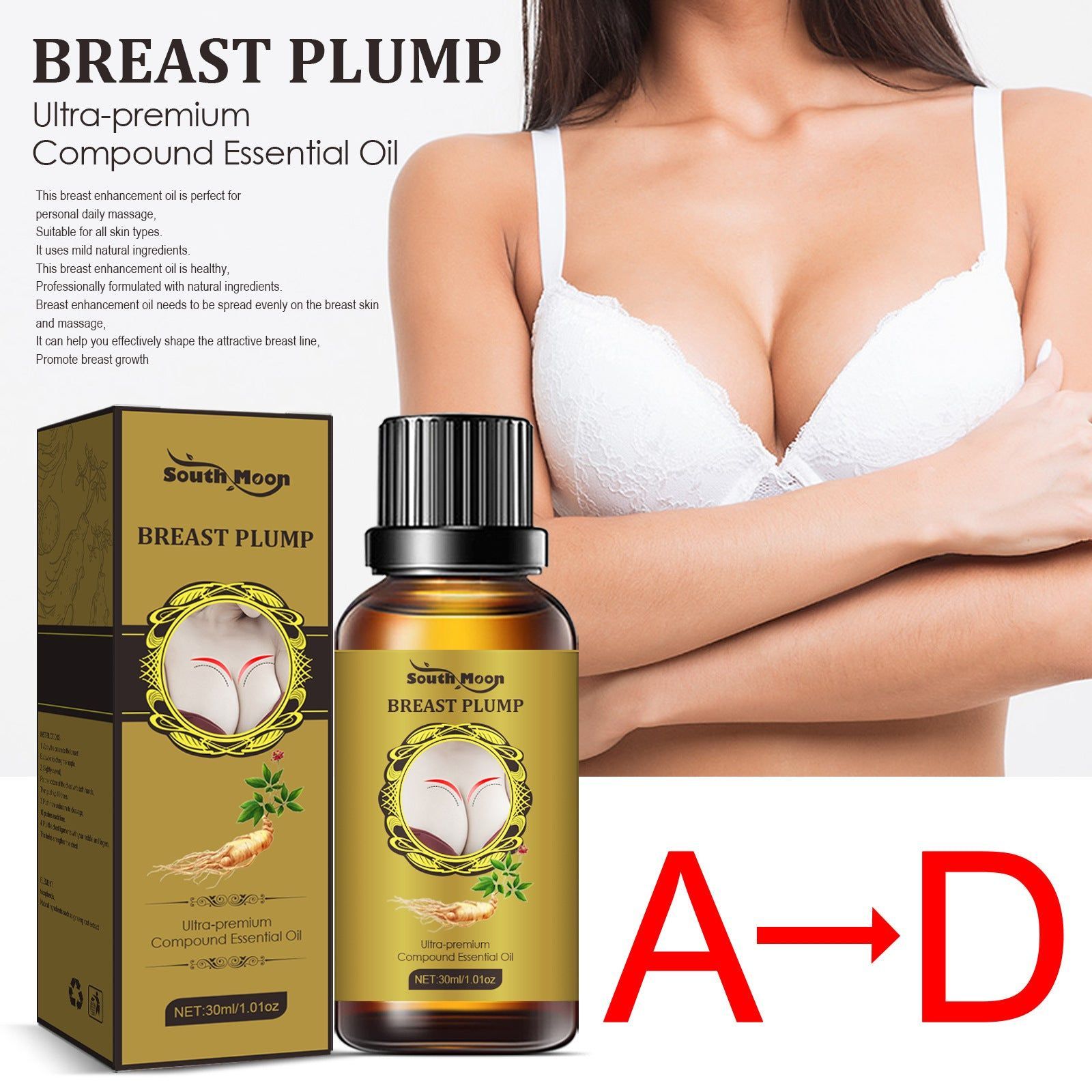 Breast Essential Oil, Promote Firming, Enhance Curves, Natural Breast Lift ,30ml