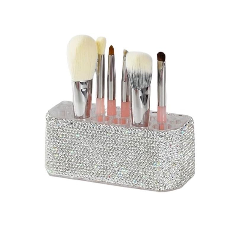 Rhinestone Makeup Brush Holder Pen Organizer Display Stand for Eyebrow Pencils