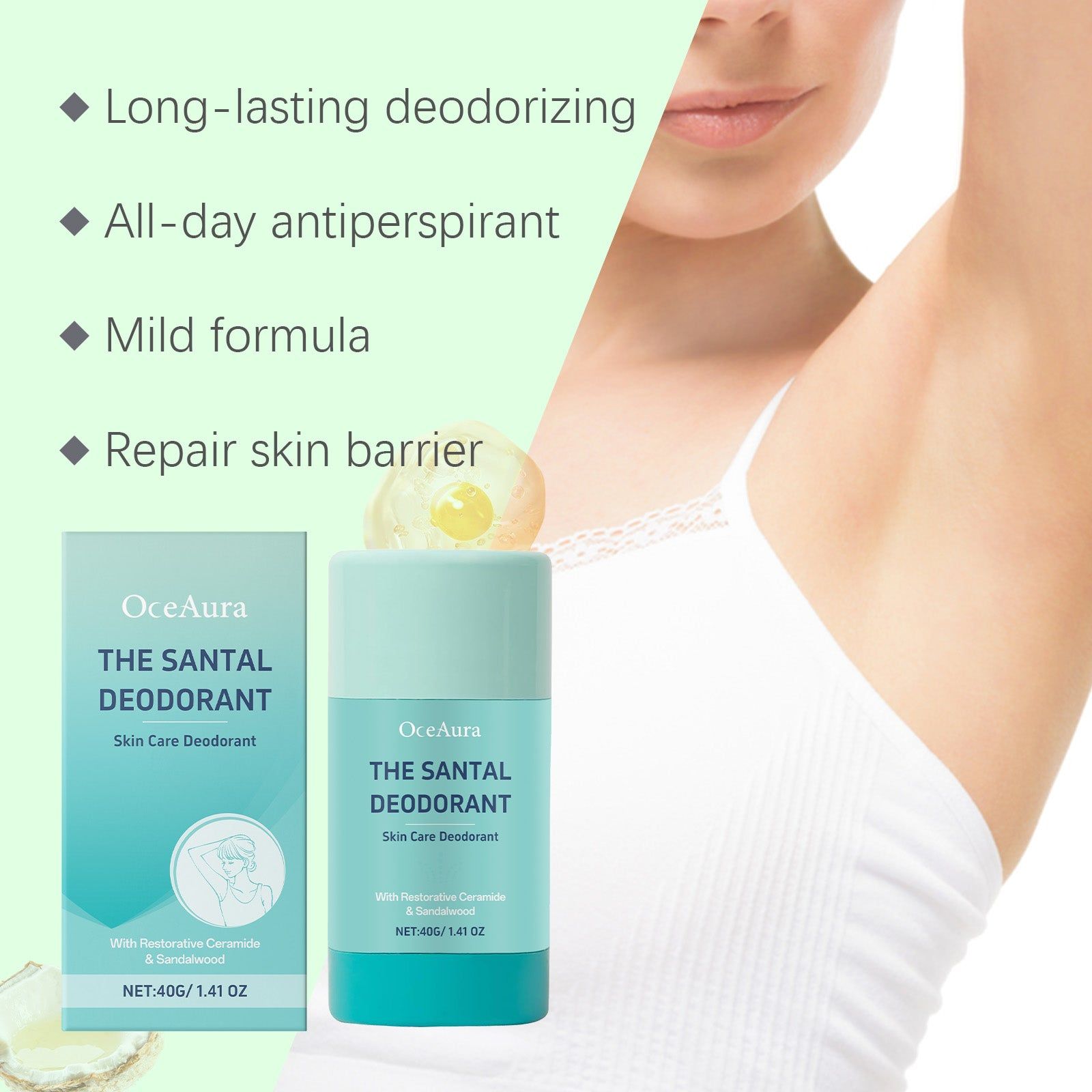 Body Cleansing Bar, Moisturizes and Deodorizes with Sandalwood Fragrance ,40g