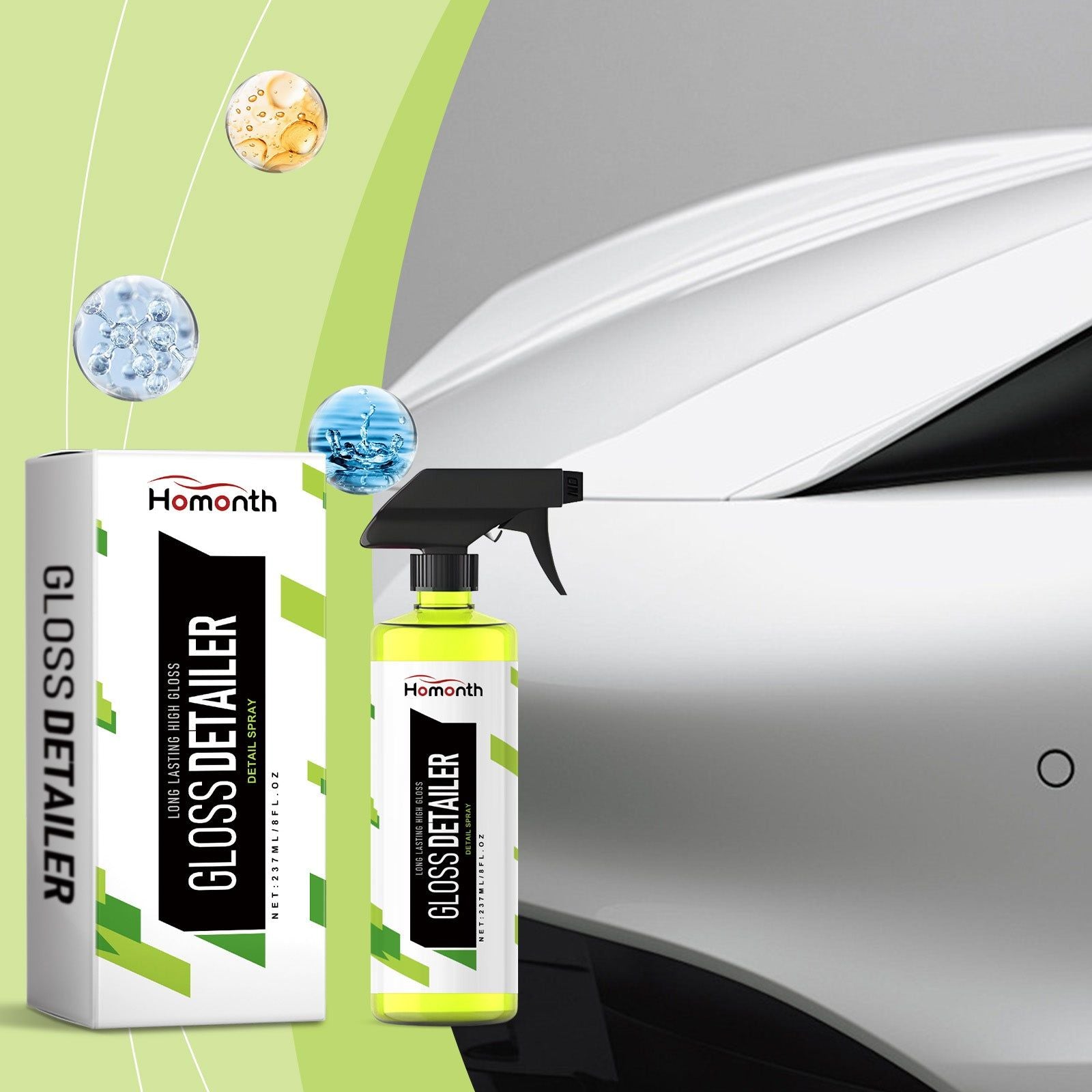 Car Cleaning Gloss Spray, Anti-Fouling, Interior & Exterior Shine, Easy Repair ,237ml