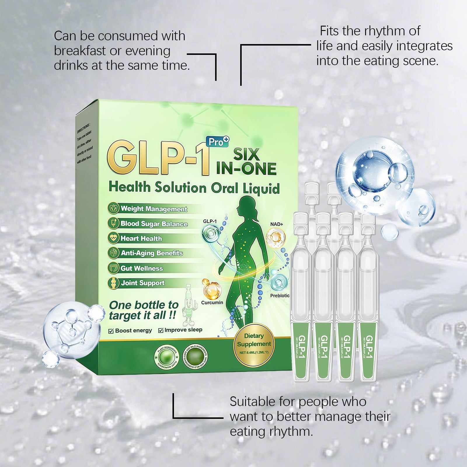 Body Care Drops, Natural Fat Burner, Immune Boost, Digestive Support, Vitality Enhancer ,1 set
