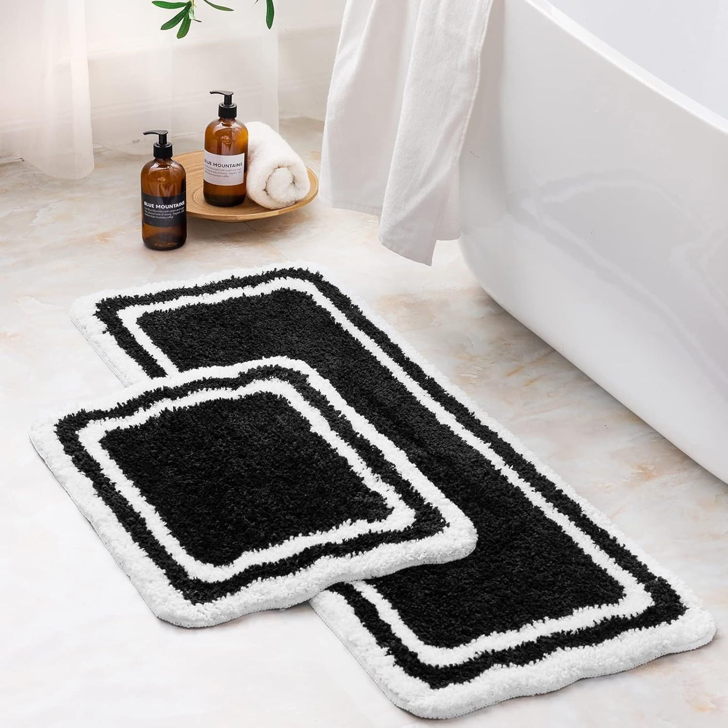 AIESY® Set of 2 Beautiful Luxury Rectangle Quick Dry Bath Mat