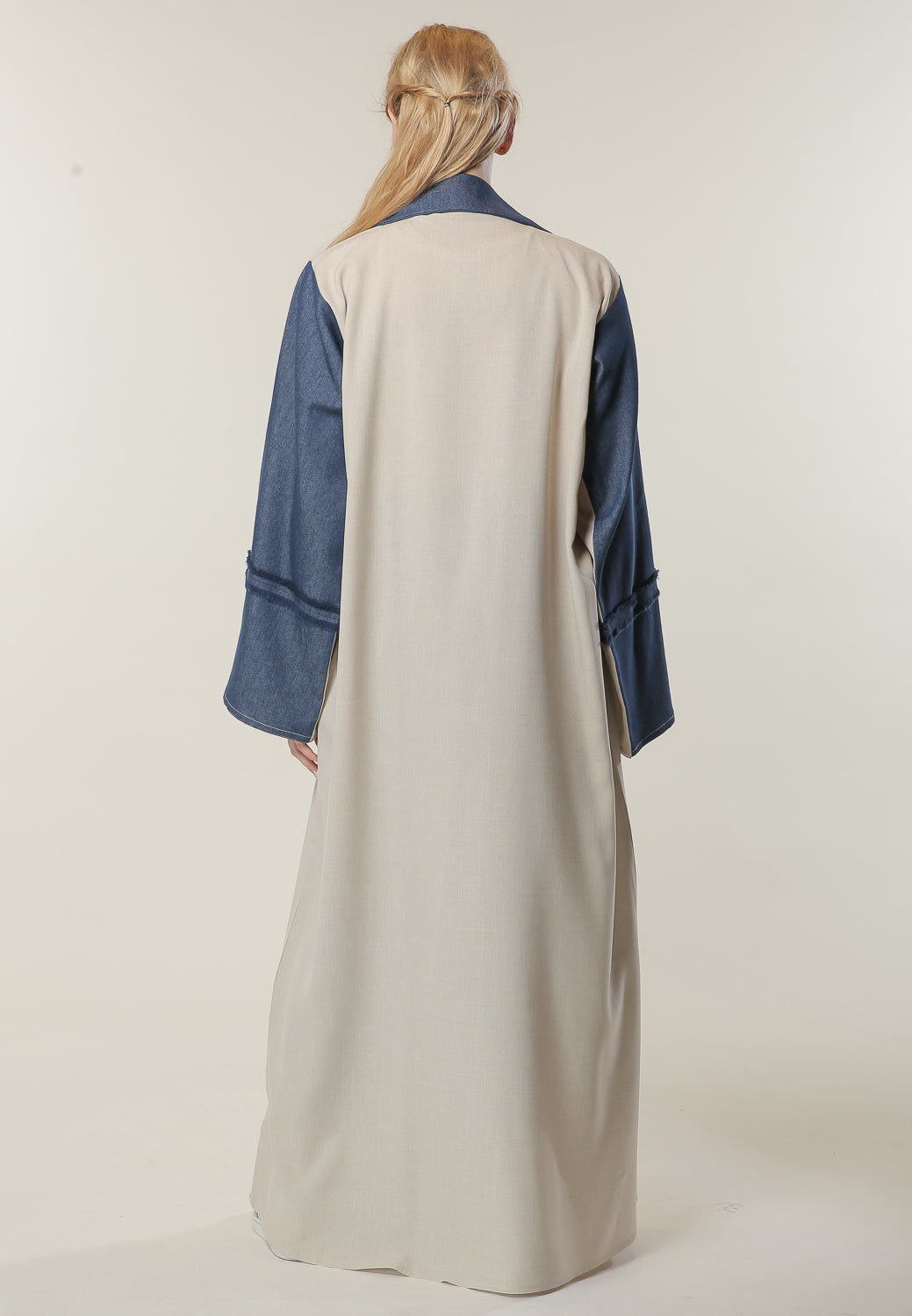 MOiSTREET Denim Collar Beige Casual Abaya