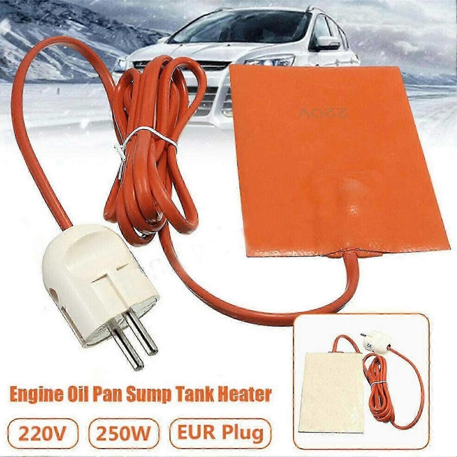 Orange 250w Car Engine Heater Oil Pan Tank Heater Pad Universal Silicone Heater Pad Engine Oil Pan Sump Tank Heater Pad With Eu Plug