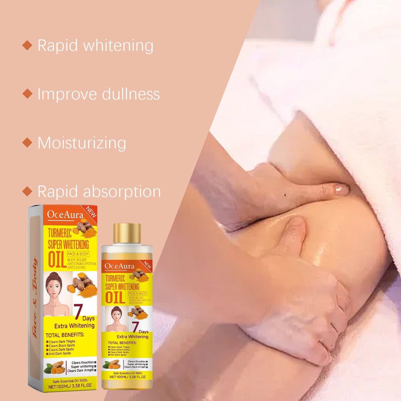 Body Essential Oil, Clear and Bright Skin, Moisturizing, Brightening, Soothing ,100ml