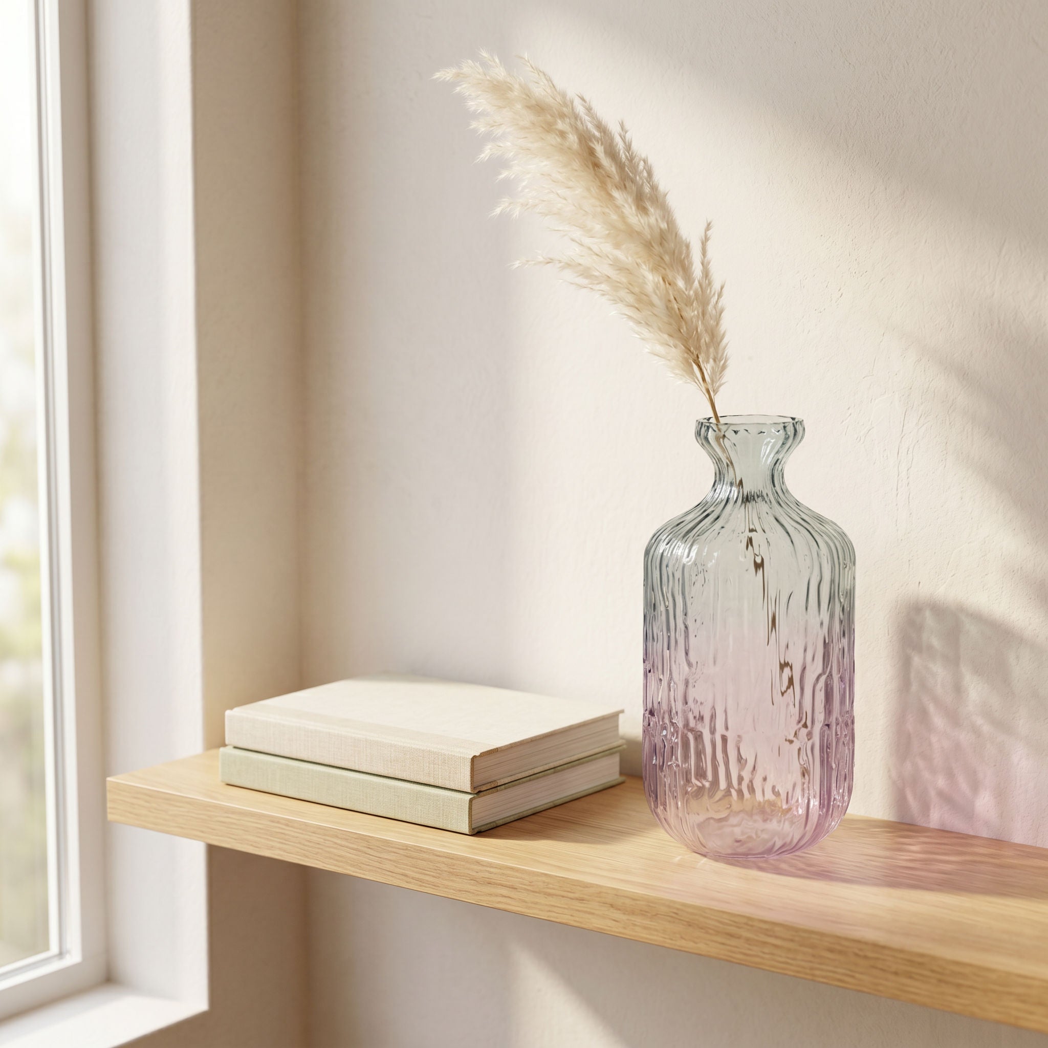 Tati deco Ombre ridged glass vase medium