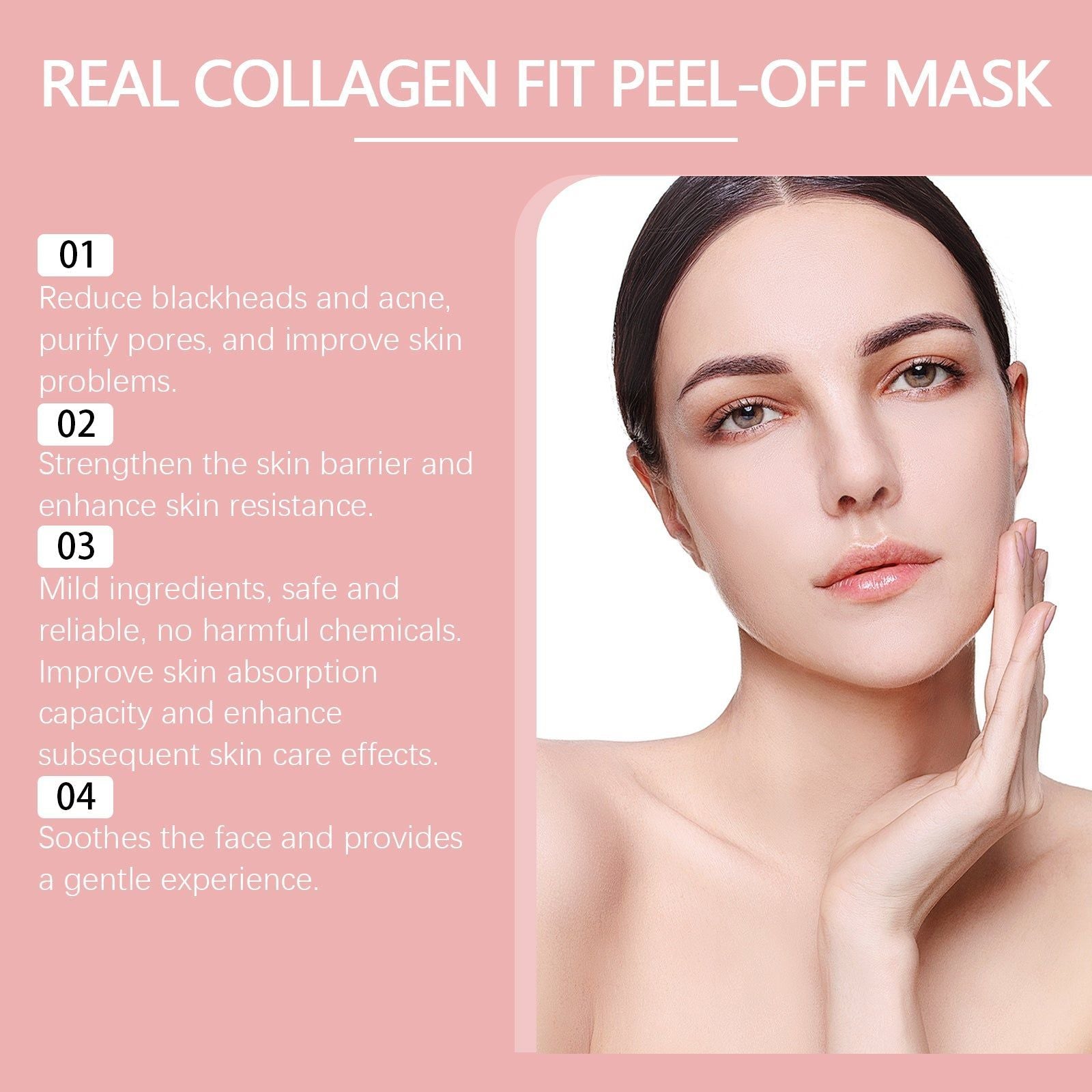 Collagen Peel Mask for Firming Skin, Anti-Aging, Deep Hydration, Natural Glow ,1 set
