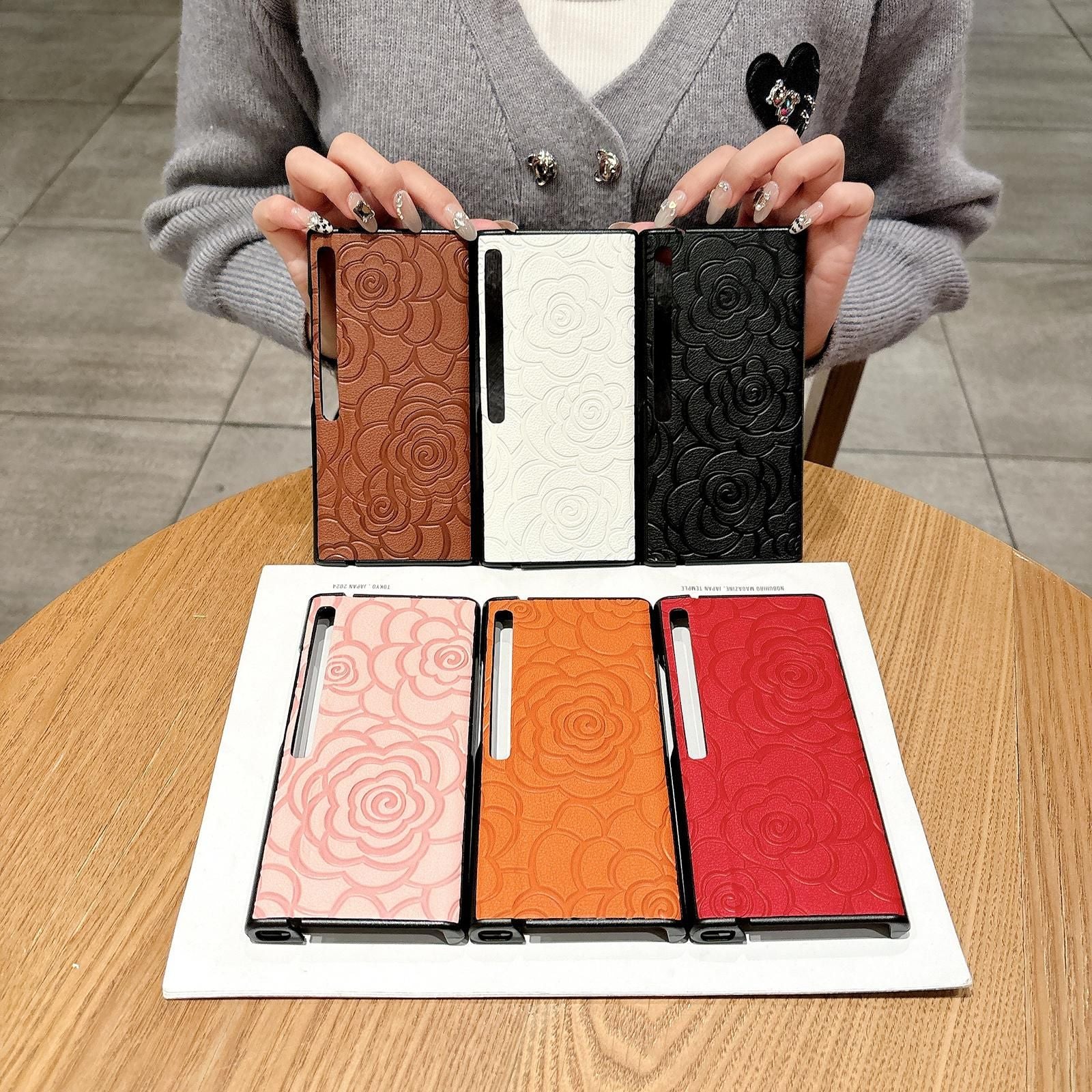 Camellia Pattern PU Case For Huawei Mate Xs 2