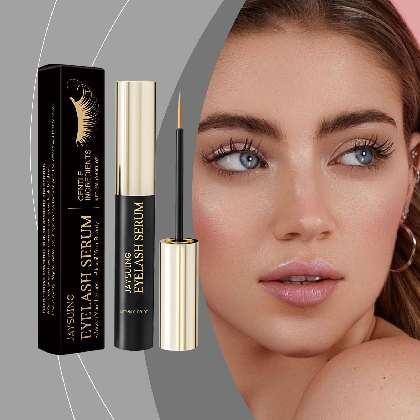 Curling Mascara, Black, Natural, Moisturizing, Long-Lasting, Voluminous, Non-Smudge ,3ml
