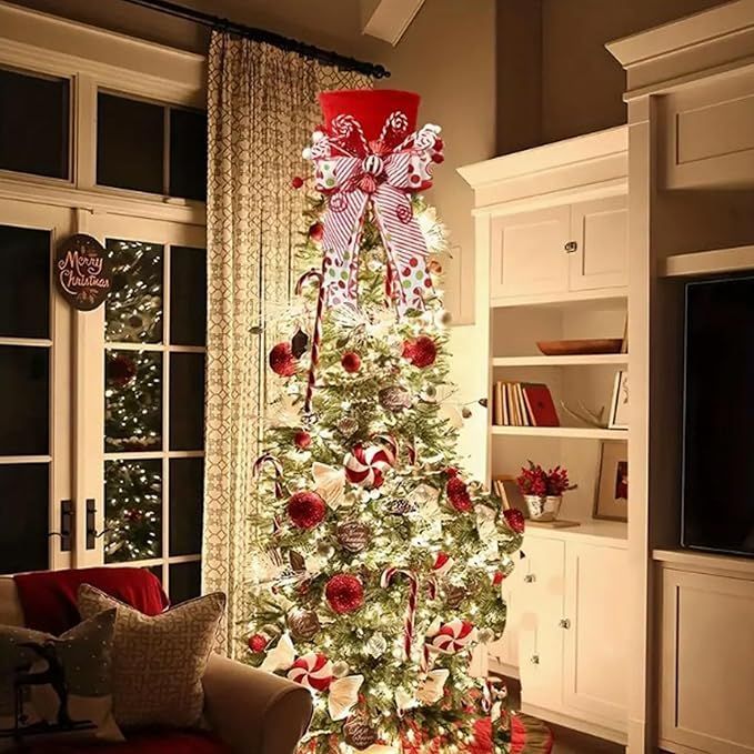 Christmas Tree Topper Hat Velvet Xmas Hat Desktop Decorations for Holiday